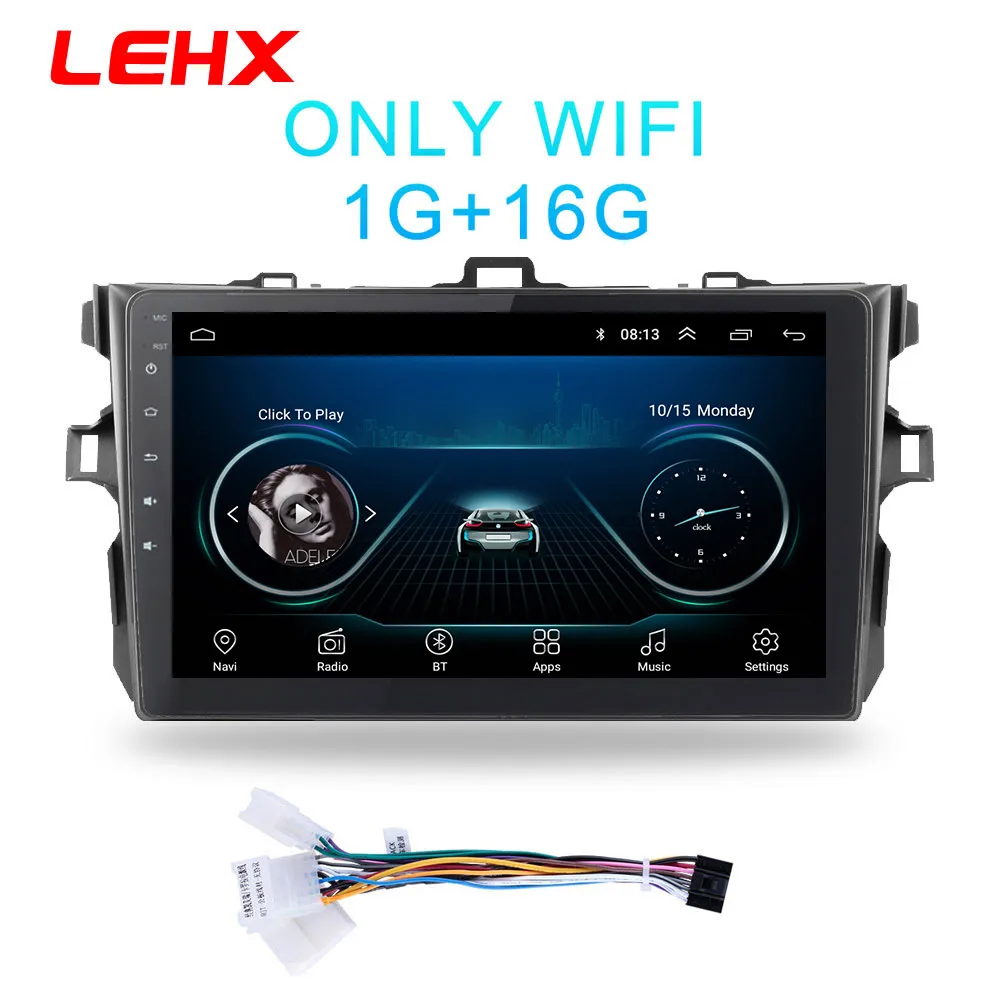 LE901-1 LEHX автомобиль радио Android 8,1 мультимедийный плеер для Защитные чехлы для сидений, сшитые специально для Toyota Corolla E140/150 2006 2007-2009 2010 2011 2012 2013 WI-FI gps навигации - Цвет: LE901-1