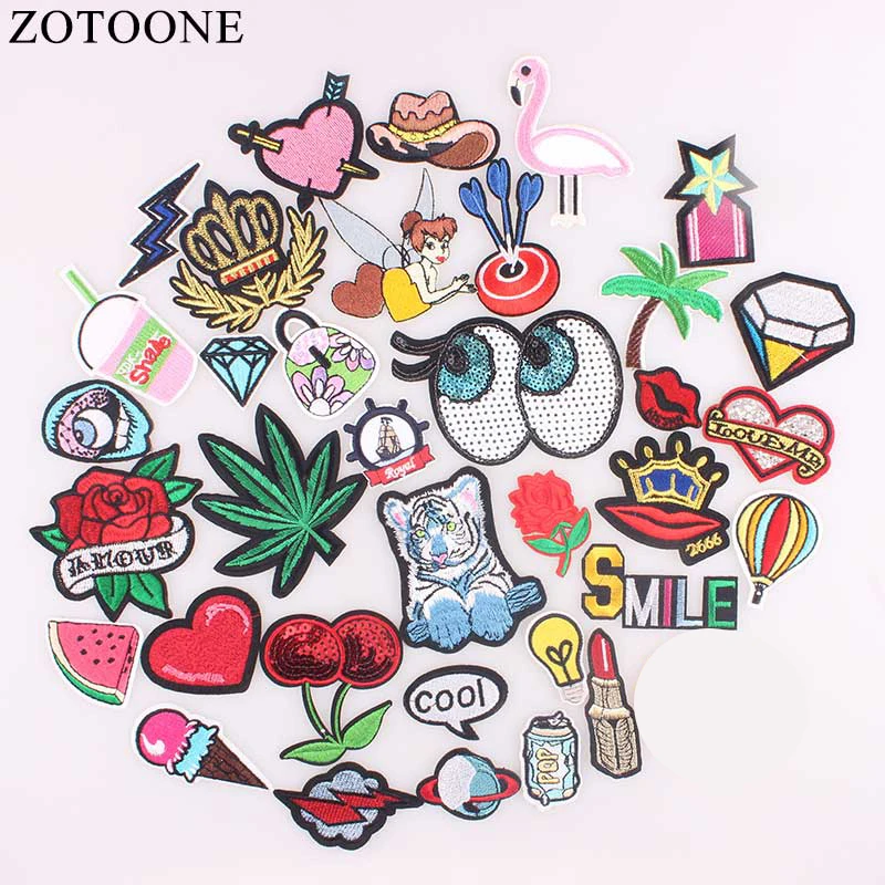 ZOTOONE нашивка с блестками Фламинго Роза сердцем термоклейкие буквы значки одежда