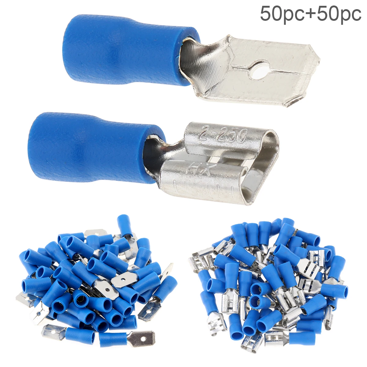 

100pcs Blue Female/Male Insulated Spade Wire Connector Electrical Crimp Terminal Can be used in marine&automobile applications