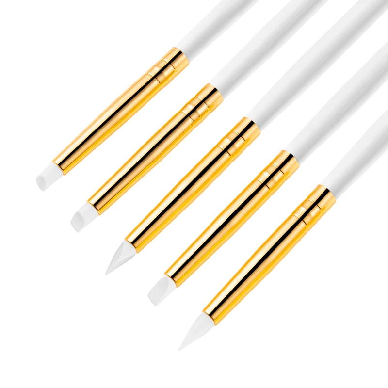 Акриловый Маникюрный Инструмент нейл-арта Силиконовая ручка Скульптура тиснение моделирование нажмите с силой так Кисти УФ-гель резьба дизайн Живопись 5 шт./компл