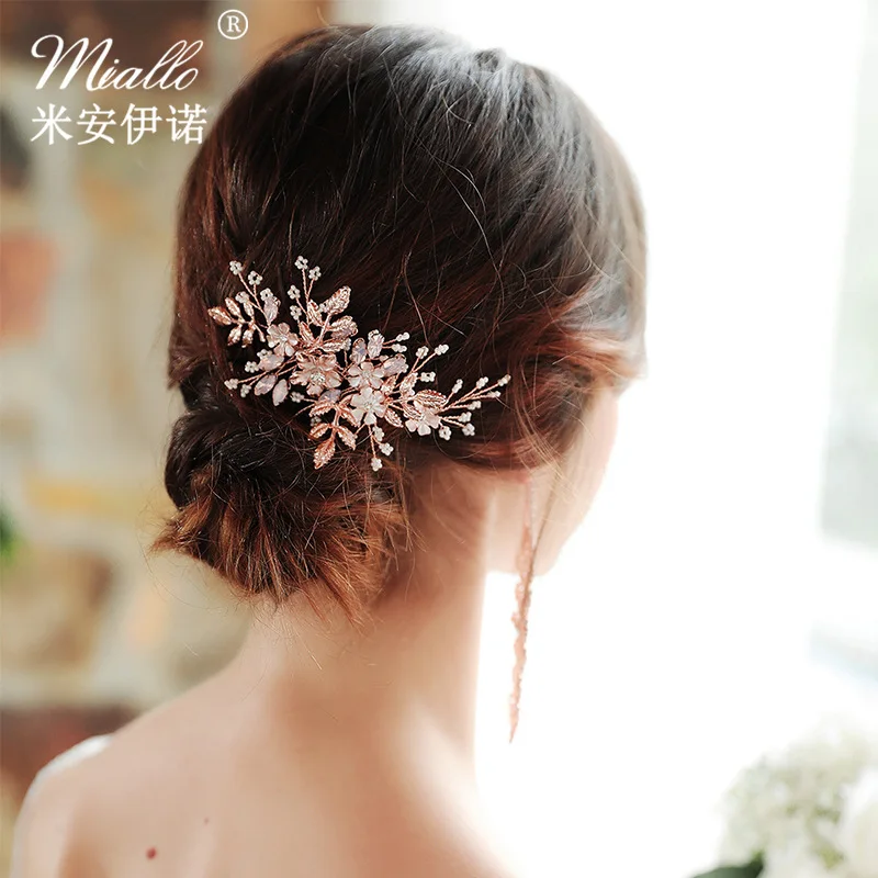 Ручной работы из розового золота гребешок для волос в виде тиары цвета с