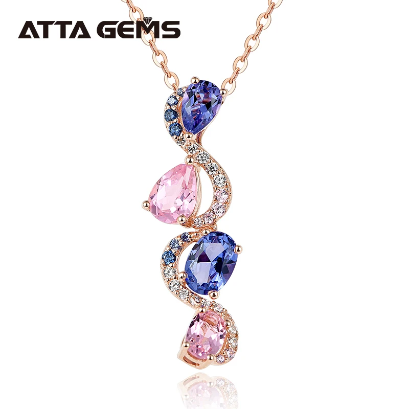 Женские кулоны из серебра 925 пробы с танзанитом и розовым золотом|Подвески| |