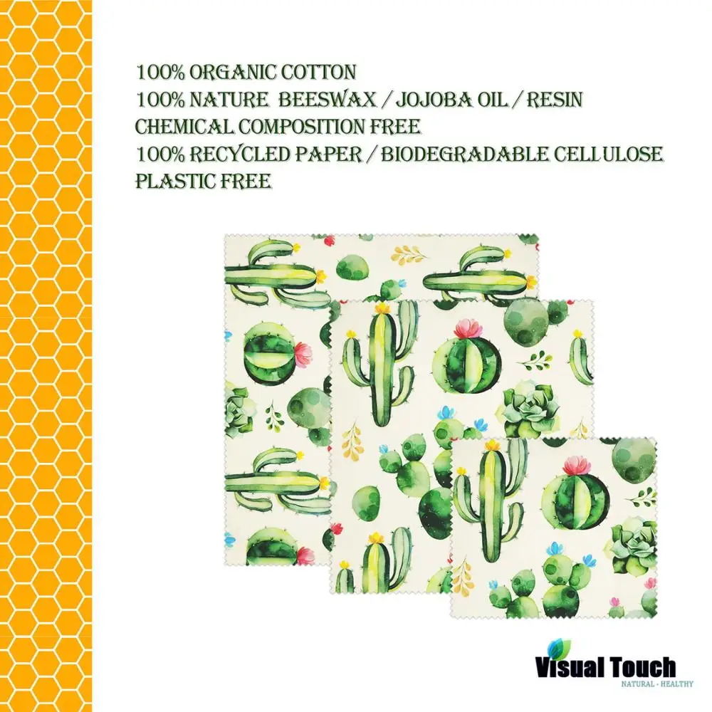 Многоразовые пищевые обертки из пчелиного воска экологически чистые для