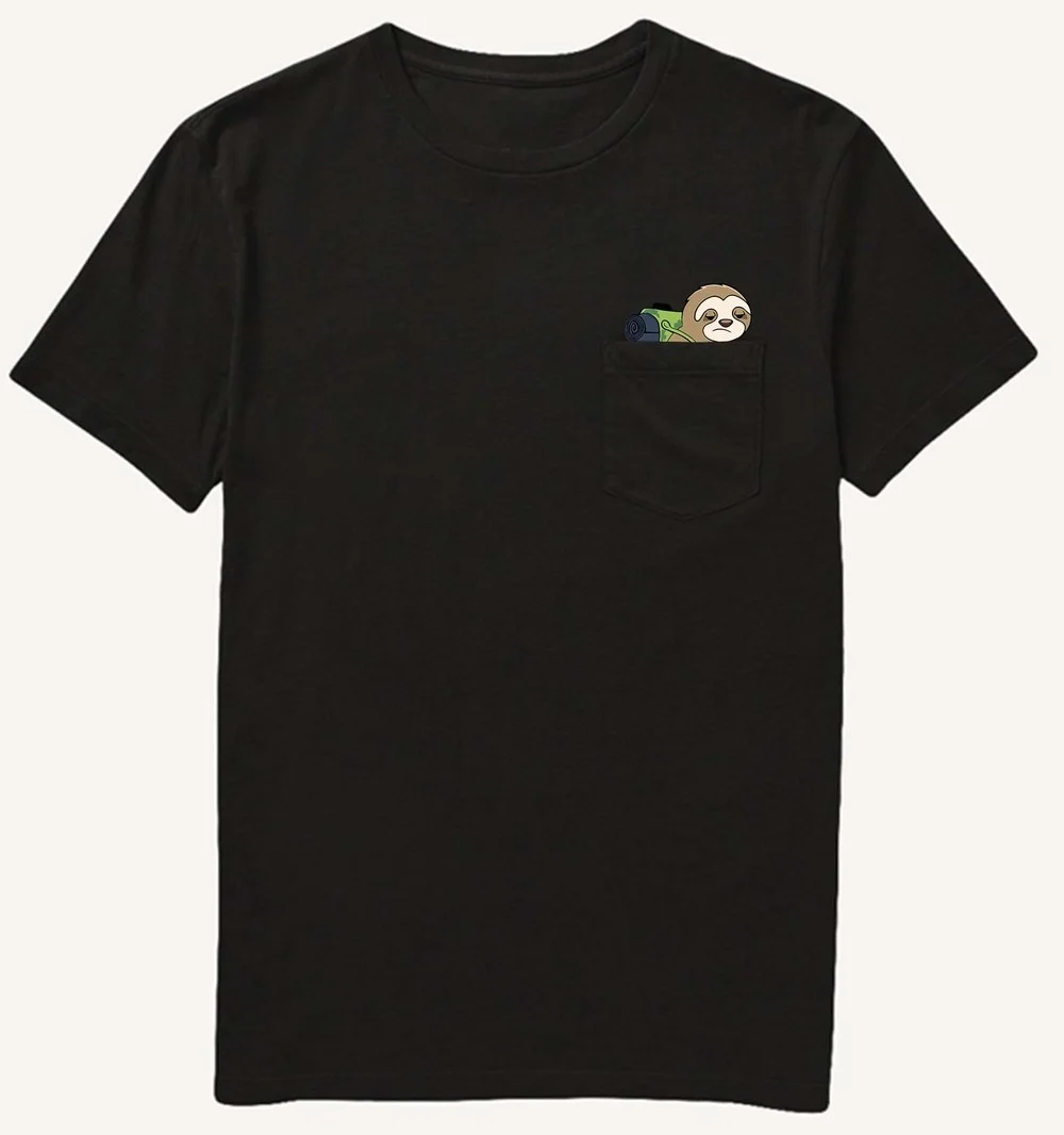 

Новое поступление карман Ленивец Кемпинг футболка настоящий карман футболка с ленивцем с забавными животными футболка Ленивец хлопковые ф...