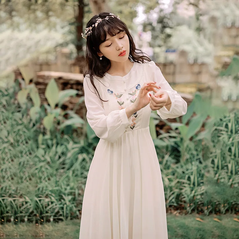 Ubei/2019 г. французское винтажное белое осеннее Новое сказочное длинное приталенное