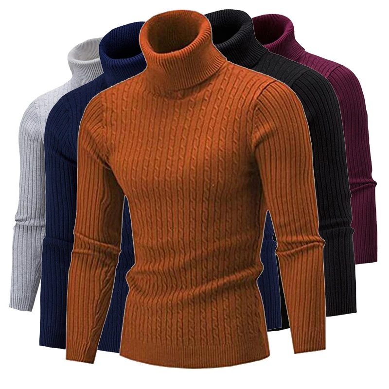 

New High quality Men's turtleneck sweater pullover shirt long sleeve warm knitted turtleneck sweater 7 Colors