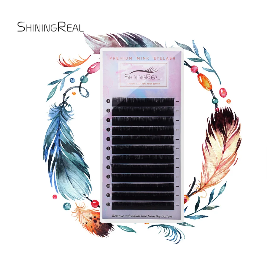 ShiningRea12Rows False Mink Eyelashes Matte Individual Eyelash Extension Volume Eye Lashes Extensions Natural Easy to Work B/C/D | Красота и