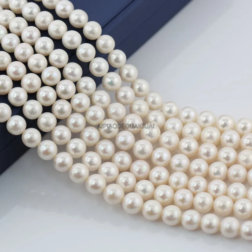 

APDGG Natural 10-11mm AA+ round white pearl strands loose beads women lady jewelry DIY