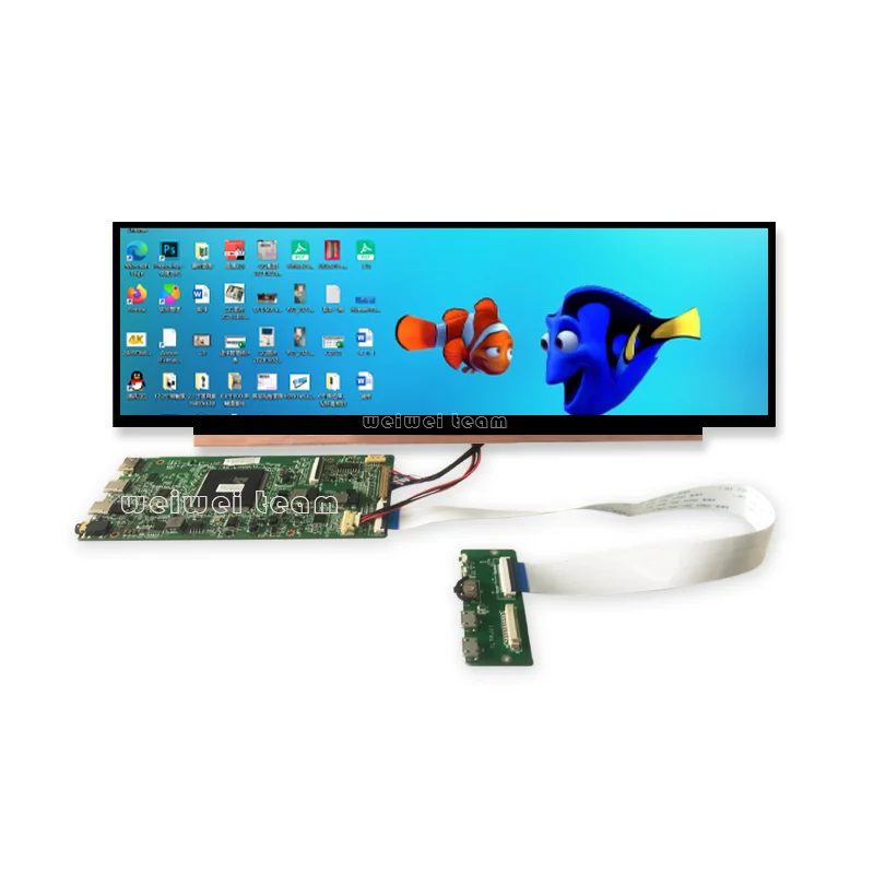 Monitor t&aacute;ctil 4K de 14 pulgadas, 3840x1100, Panel de consola de juegos LCD IPS, placa controladora de 60Hz para tel&eacute;fono m&oacute;vil, Raspberry pi-4