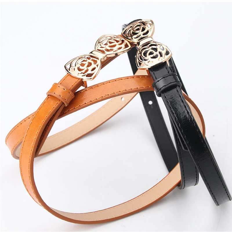 

New fashion women Sweet Butterfly Bow bowknot buckle waistband Thin Leather waist belt for women dress accessories