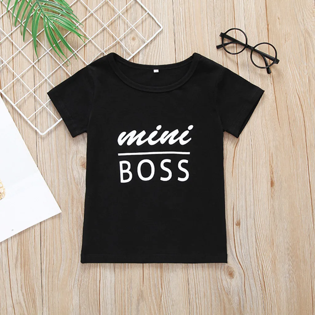 Хлопковые детские футболки для малышей детей мальчиков и девочек с буквенным