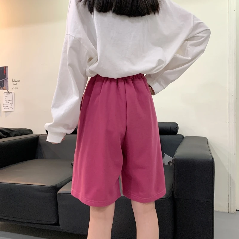

Harajuku Elastic High Waist Moon Embroidered Shorts Women Loose Sport Summer Casual cotton Running Shorts girl Biker Baggy Short