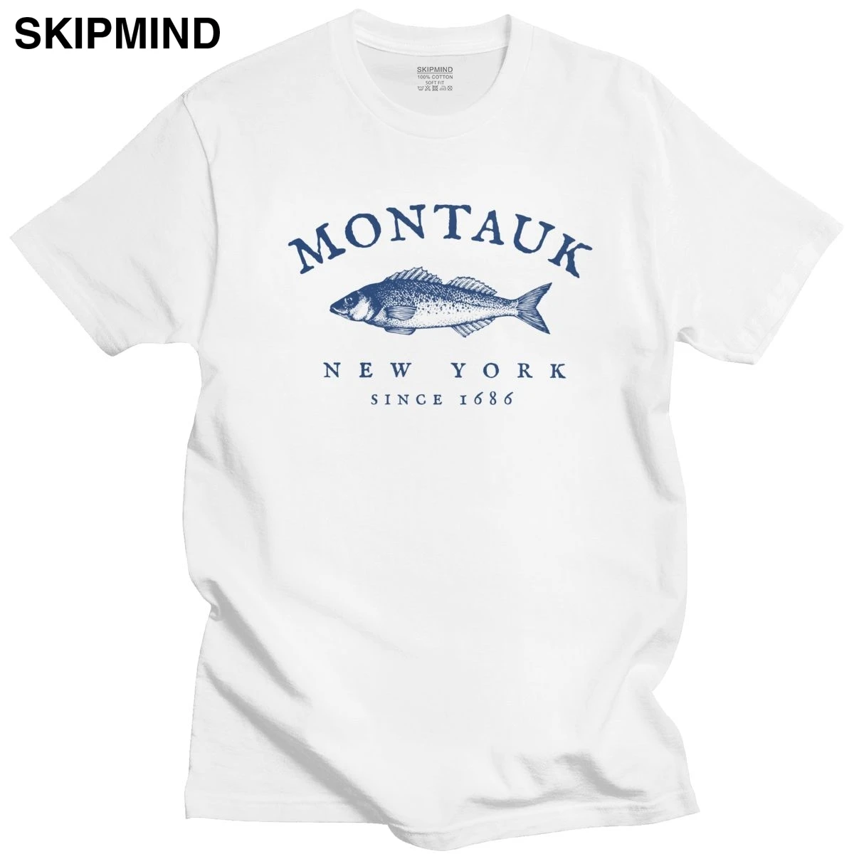 

Montauk New York Fishing 1686 Tshirt Men 100% Cotton Fish T-shirt Fisher Retirement Gift Tee Shirt Short Sleeve Printed Top Gift