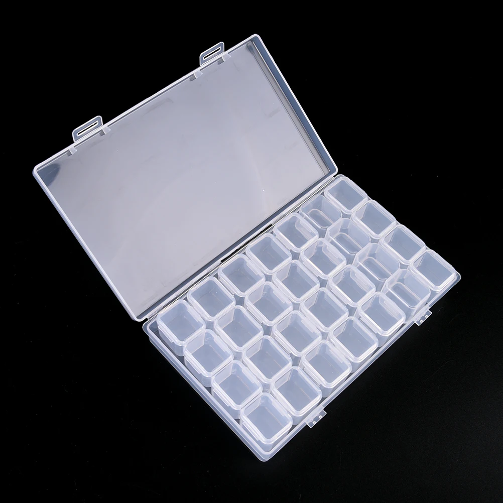 

Quality 28 Lattices Dismountable Diamond Beads Box Rhinestones Earring Pendant Jewelry Accessories Storage Boxes