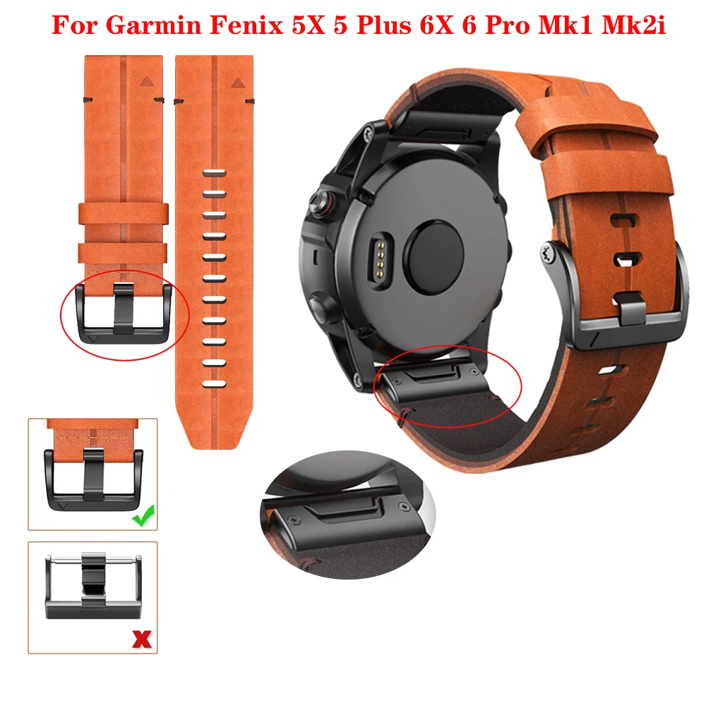 

Ремешок из натуральной кожи для смарт-часов Garmin Fenix 5 5XPlus 6 6XPro 3 HR