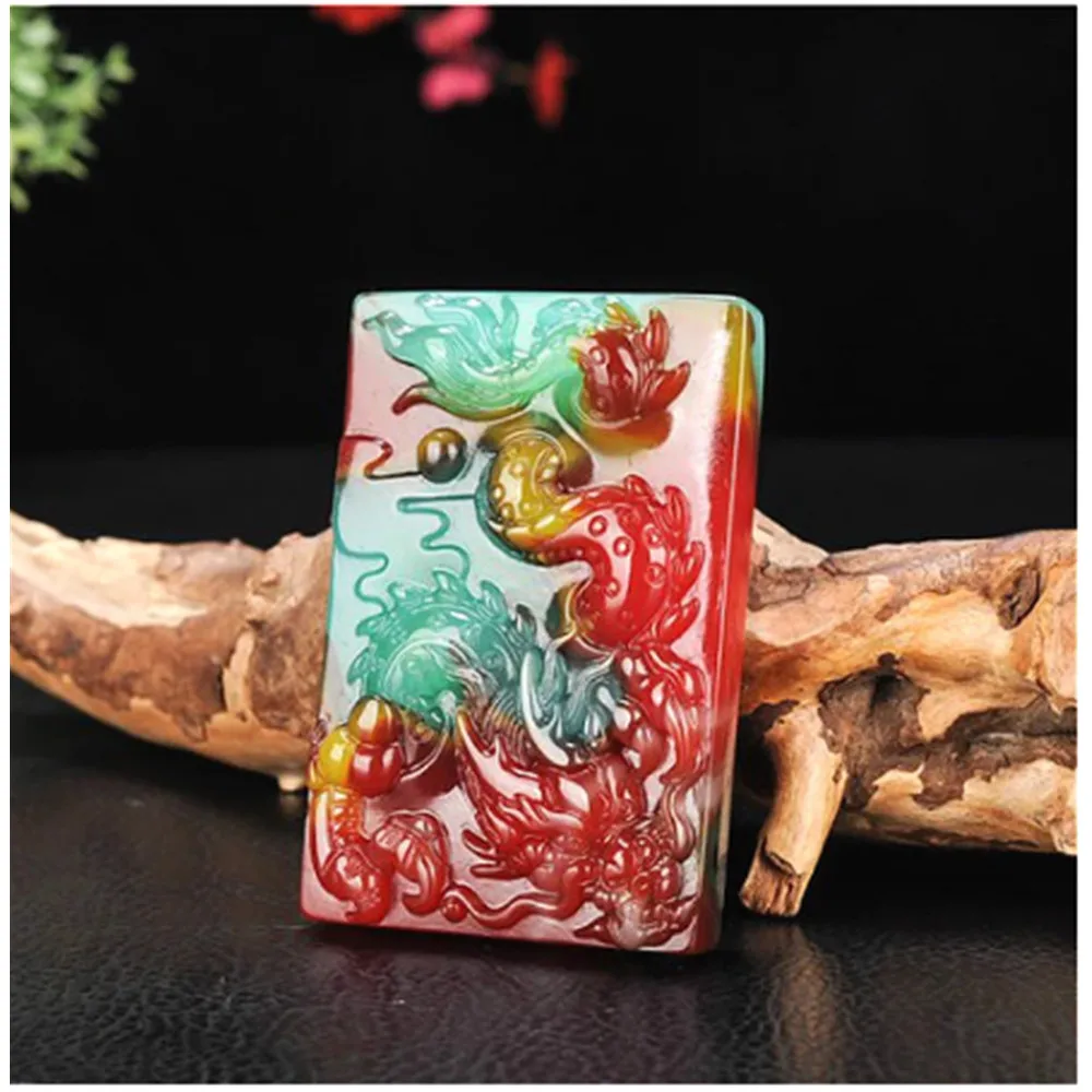 Ожерелье с подвеской в виде Нефритового дракона естественного цвета китайская