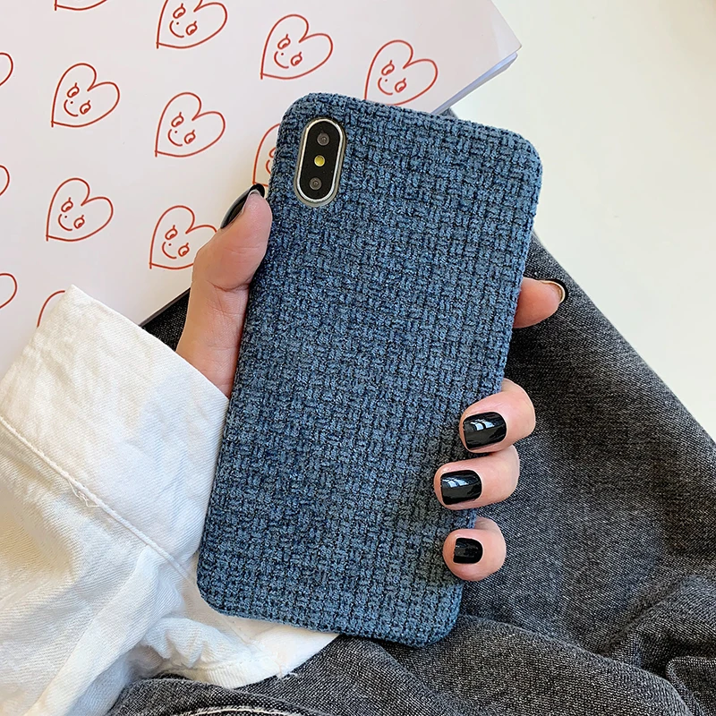 Зимние теплые сетчатые чехлы для телефонов для iPhone 11Pro Max XR X XS Max 7 8 Plus, модная Противоударная однотонная шерстяная задняя крышка