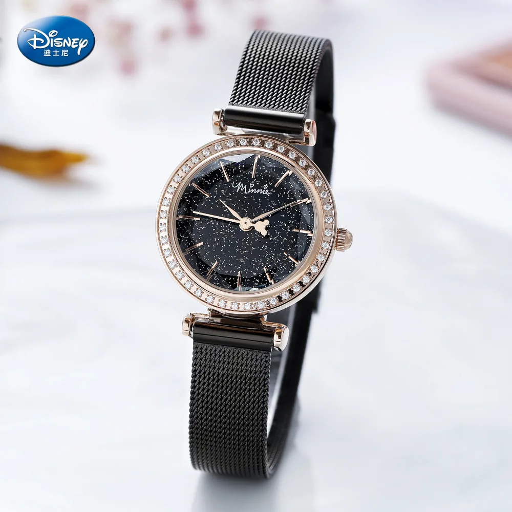 Дисней стальной ремень часы Микки Маус для женщин полный звезд Мода простой