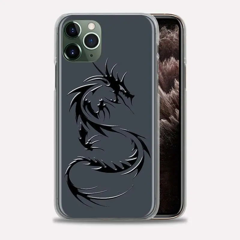 

Hard PC Phone Case for iPhone 12 11 Pro Max Cover for iPhone 7 Plus SE 2020 X XS XR 8 6 6S Shell Fundas Black Dragon Cool