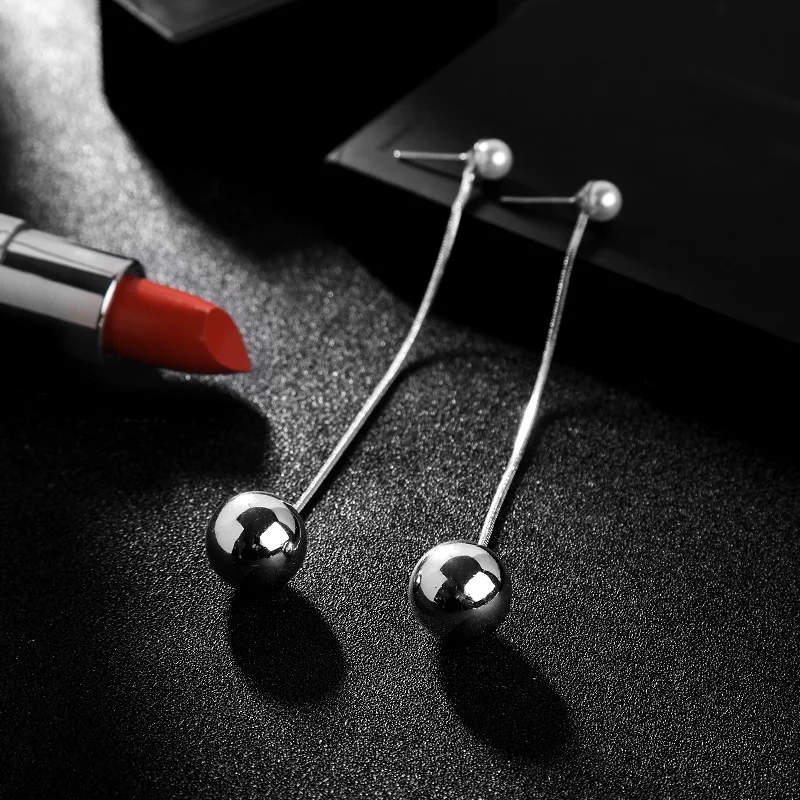 Новые модные Висячие медные длинные серьги HanCheng с двумя шариками круглые для