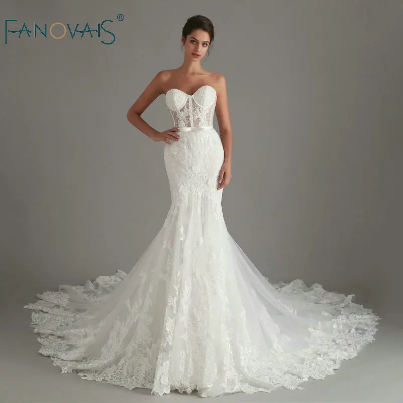 Сексуальное свадебное платье русалки 2019 с милым кружевом suknia slubna es robe de