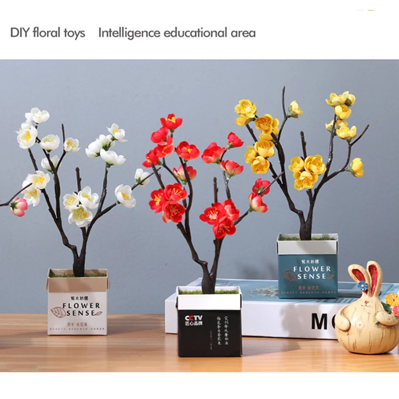 Зимние цветы сливы ручной работы бионические украшение для дома в горшке