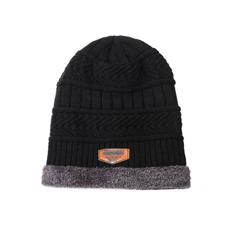 Зимняя шапка в горошек мужской шарф набор плюс бархатные толстые мужские шапки