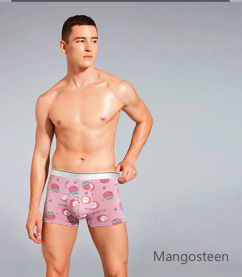 

3PCS Underwear Men Sexy Summer Ice Silk Flower Fruit Cartoon Men's Boxer Briefs Soft Panties Underpants Man Onderbroek Mannen
