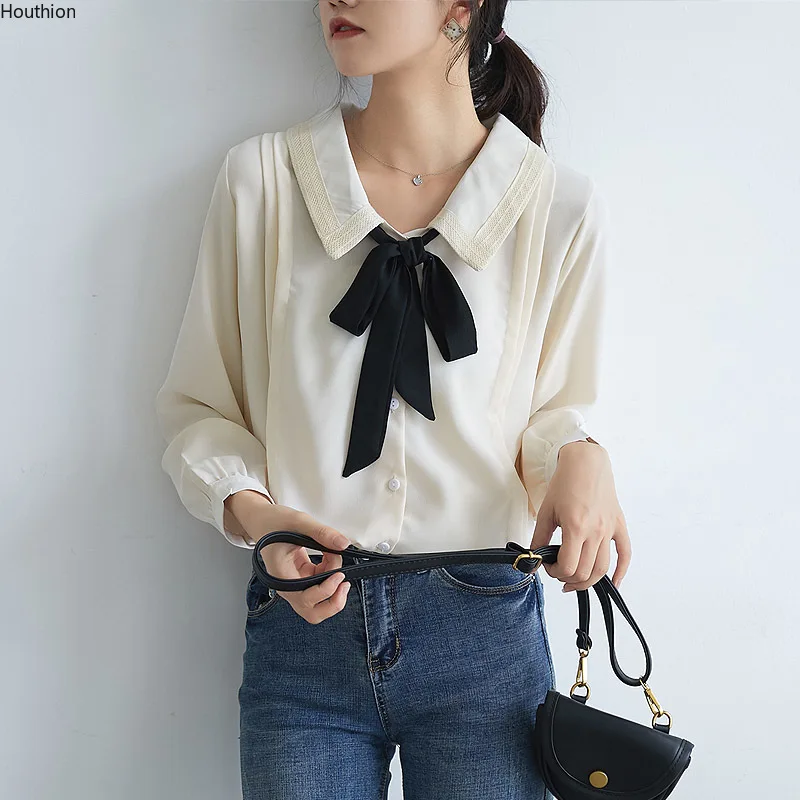 

Women's Blouses Fashion Tops Casual Shirts Solid Color Blouse Short Sleeve Top Splicing Doll Collar Shirt Korean New Summer