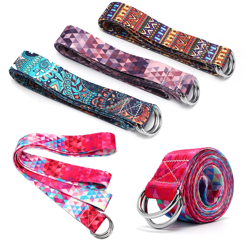 

Adjustable Yoga Belt Multi-Colors Sports Sling Shoulder Carry Strap Washable Yoga Mat Belt D-Ring Sport Gym Stretch Strap
