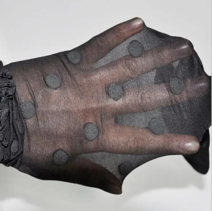 Женские черные бархатные 20 denier в горошек чулки прозрачные большие пятна пестрыми