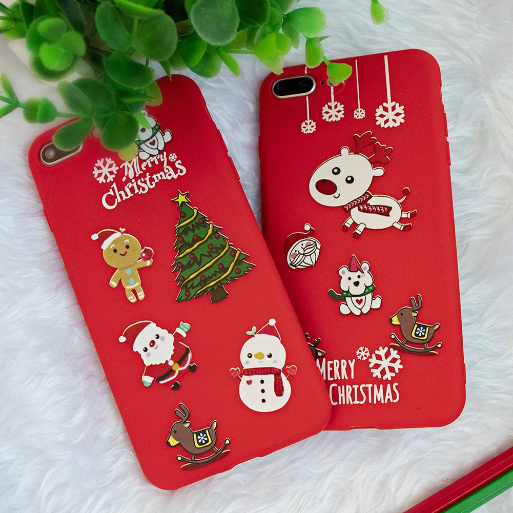 KSTUCNE Phone Case For iPhone X XS XR Xs Max Christmas Cartoon Elk Soft TPU Silicone Back Cover 6 6s 7 8 Plus 5 5s SE |