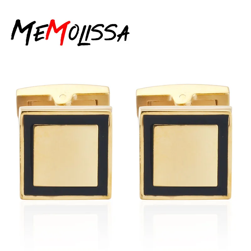 

Factory direct sales wholesale French shirt cuff Cufflink button Simple gold Square men fashion brand double leather Cufflinks