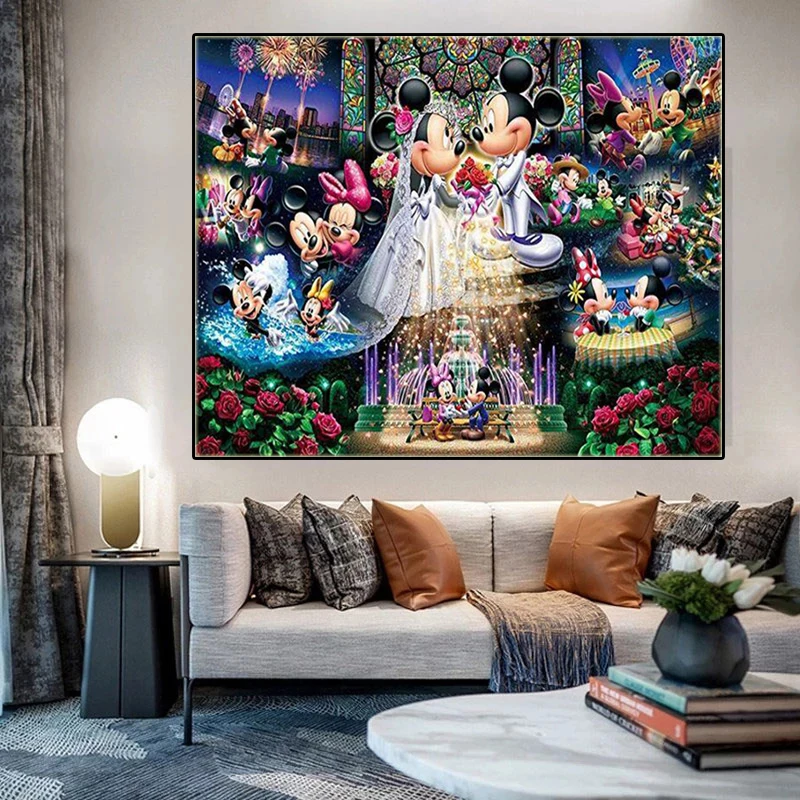 

Disney Catoon Mickey & Minnie Canvas Animation Painting Celebrate Wedding Posters Print Wall Art Picture for Home Decor Cuadros