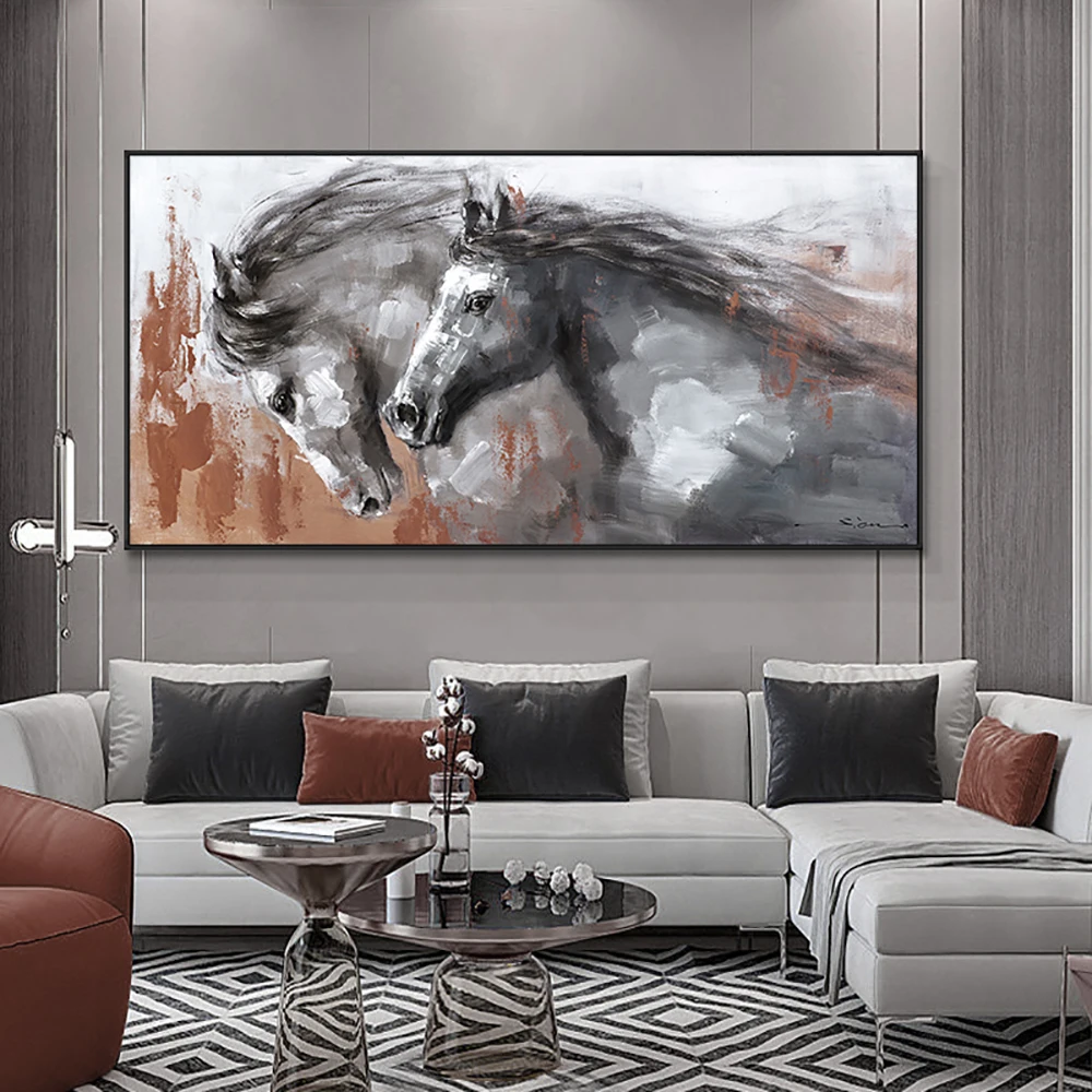 Waliicorners Running Horses Wall Art Animals Picture Home Office Abstract Handmade Oil Painting On Canvas 21 H8b2417762f3f48a3a93e4e68c8cde631s