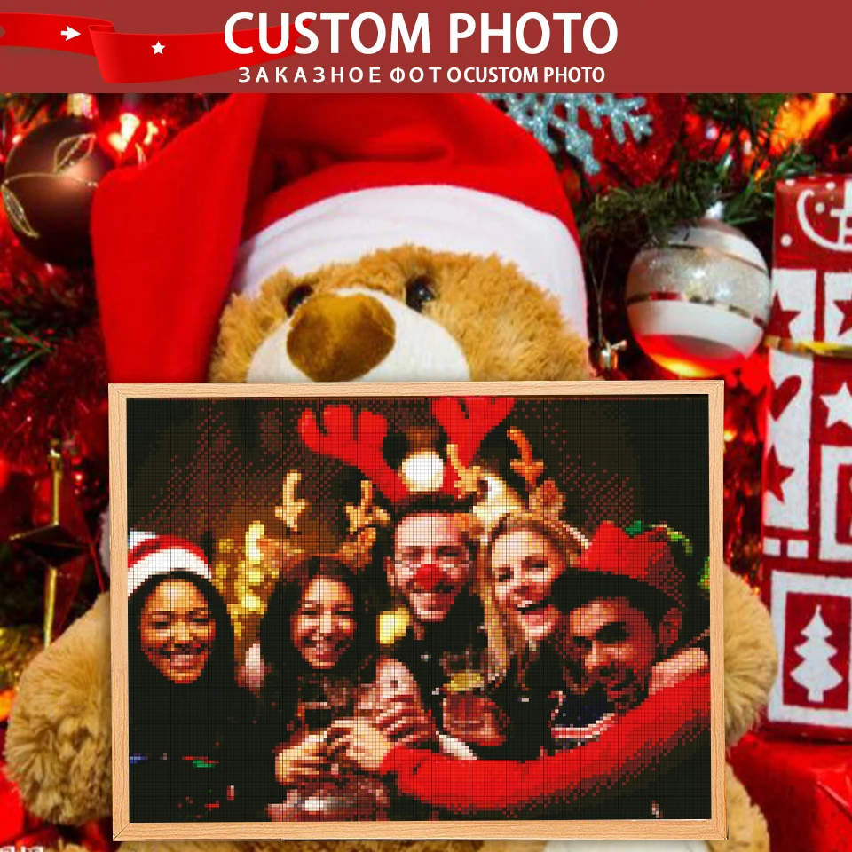 

Рождественская Бриллиантовая фотография на заказ, домашняя Художественная упаковка, настенная печать, украшение