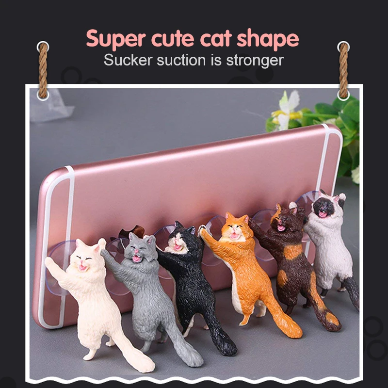 RETROMAX держатель-присоска для мобильного телефона с милым котиком смолы Поддержка