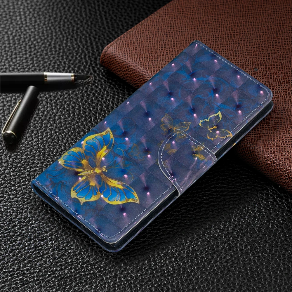 Для Coque samsung Galaxy Note 10 Pro флип чехол 3D бабочка окрашенный кожаный для Funda телефона