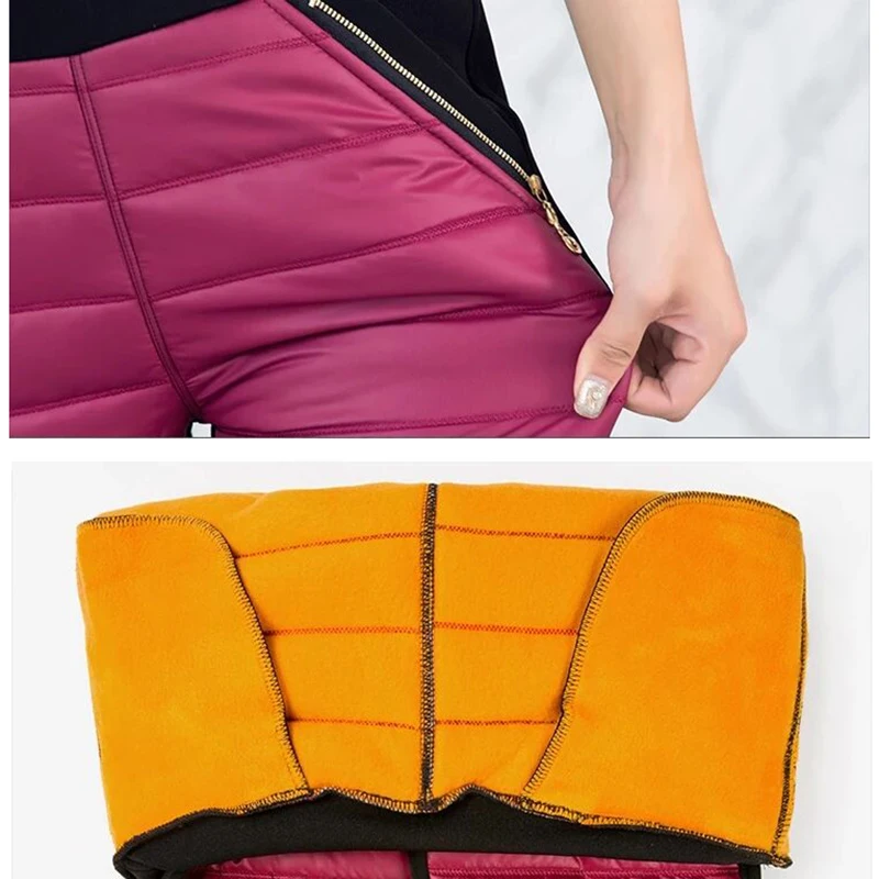 Утолщенные хлопковые зимние теплые брюки для женщин с эластичной резинкой на