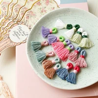 japanese cute chubby hit color cotton tassel pendant earrings hairpin jewelry accessories hand made diy materials