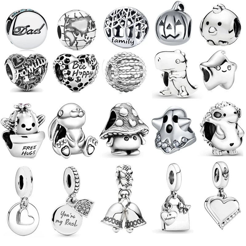 

New Silver Color Cute Mushroom Prickly Pear Love Pendant Fit Pandora Charms Bracelet DIY Women Original Beads wholesale Custom