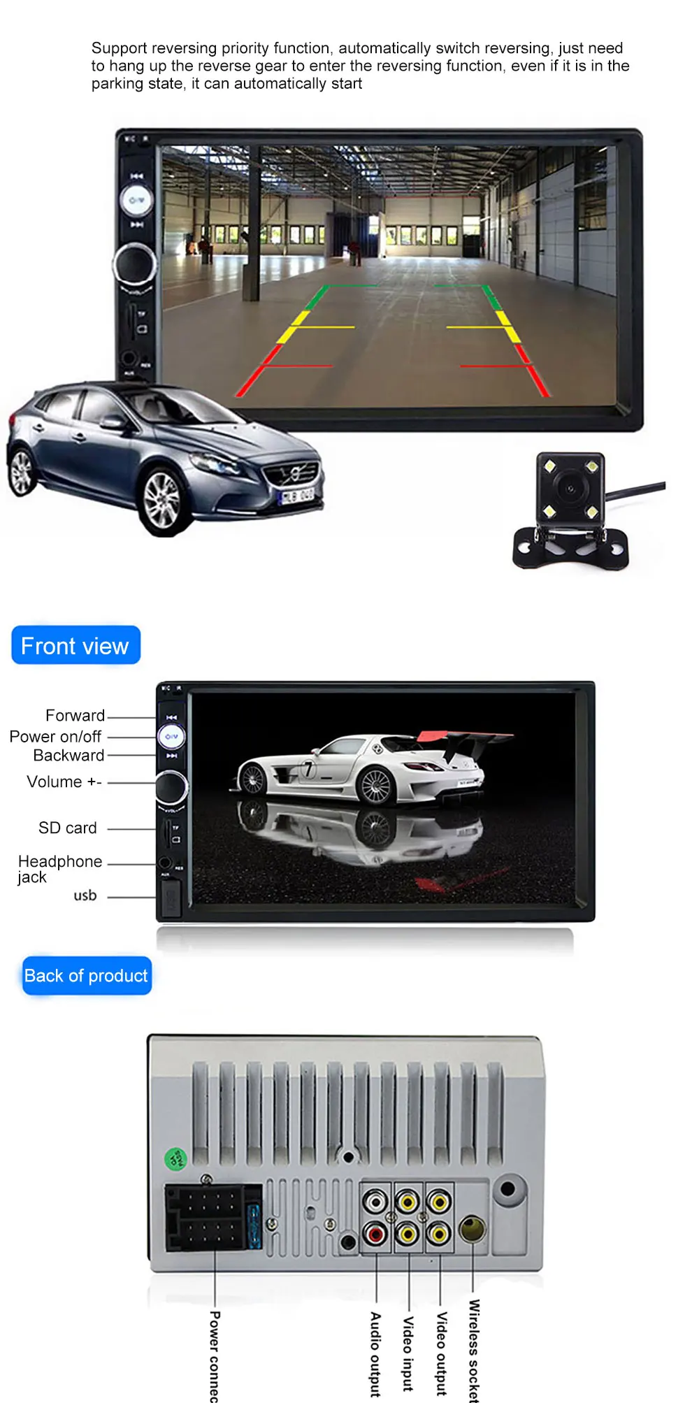 Автомобильный MP5 плеер Автомобильный радио рекордер Bluetooth стерео Мультимедийный Плеер Сенсорное воспроизведение видео автомобильное аудио зеркало заднего вида