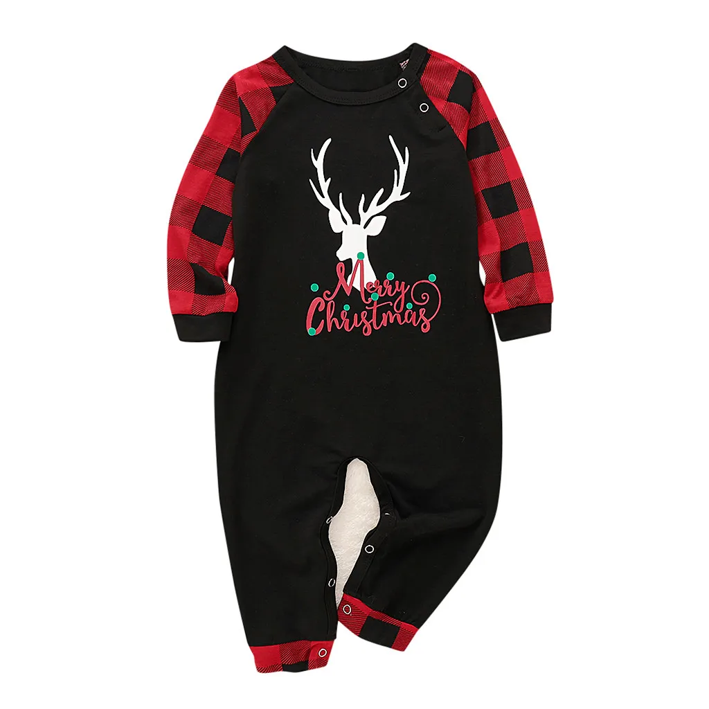 Hot Sale Family Matching Christmas Clothes Newborn Baby Infant Pajamas Deer Plaid Rompers | Детская одежда и обувь
