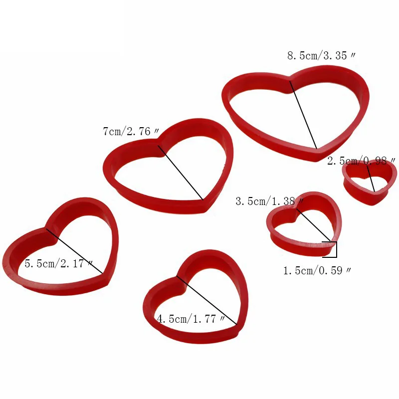 

Kitchen DIY Fondant Cake Mould 6pcs Heart Shaped Love Printing Die Cutting Mould Biscuit Mould S6A5358