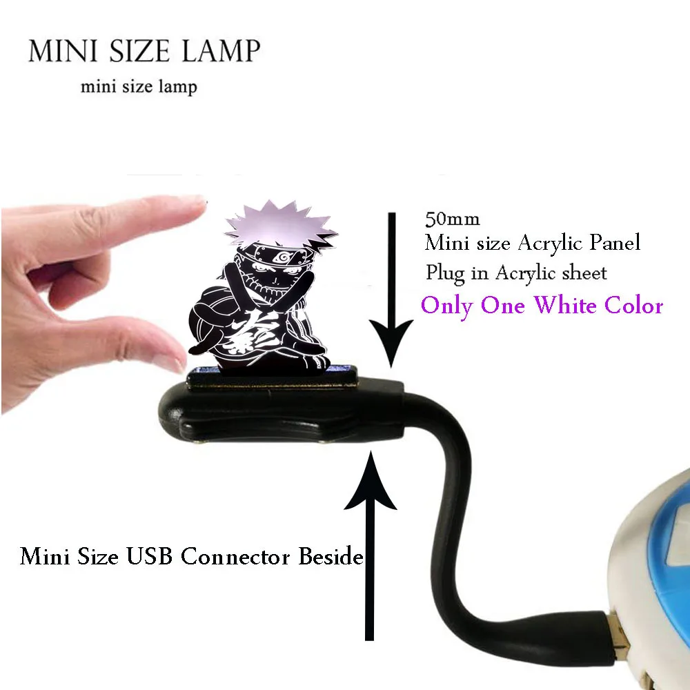 Mini USB Lamp Наруто USB переключатель прикроватная лампа RGB 7 красочная сменная настольная лампа Uzumaki Наруто светодиодный светильник для сна для ребенка огонь нация подарок ребенку - Испускаемый цвет: Mini USB Lamp