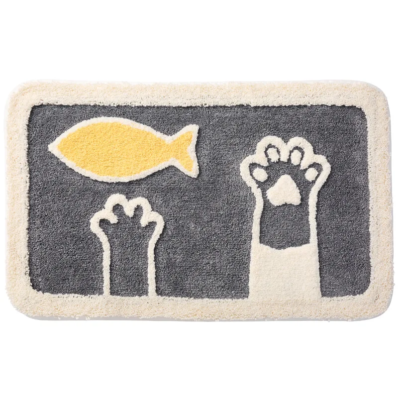 

Modern Style New Thick High and Low Hair Cartoon Cute Cat Scratch Pattern Bathroom Kitchen Non-slip Absorbent Door Mat