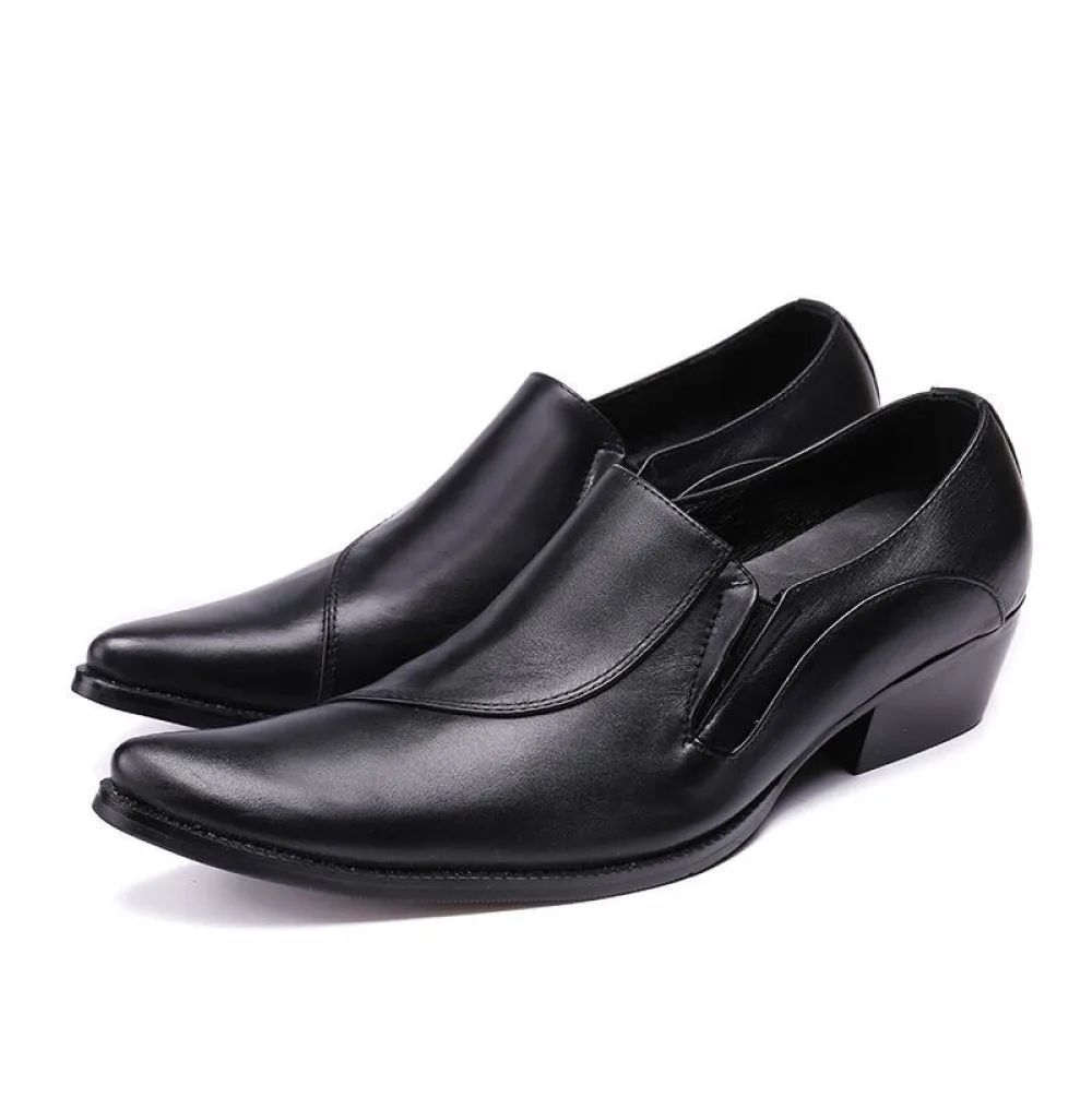 

Leather Formal Dress shoes Mens Derby Pointed Toe Footwear High Heels Men Wedding Party Shoes