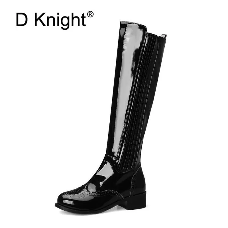 Женские ковбойские сапоги из лакированной кожи новинка осень зима 2019 высокие