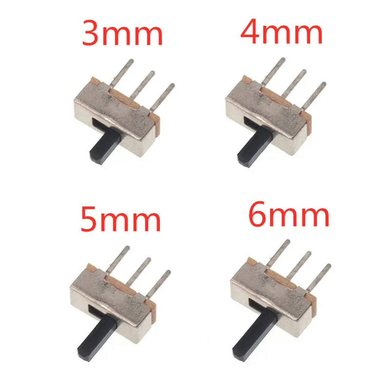 

20Pcs SS12D00 Interruptor on-off mini Slide Switch 3pin 1P2T 2 Position High quality toggle switch Handle length:3MM/4MM/5MM/6MM