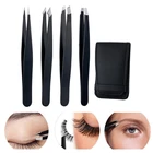 Антистатические пинцеты из нержавеющей стали, 4 шт., инструменты для технического обслуживания, промышленные точные прямые пинцеты, ремонтные инструменты для бровей, сделай сам